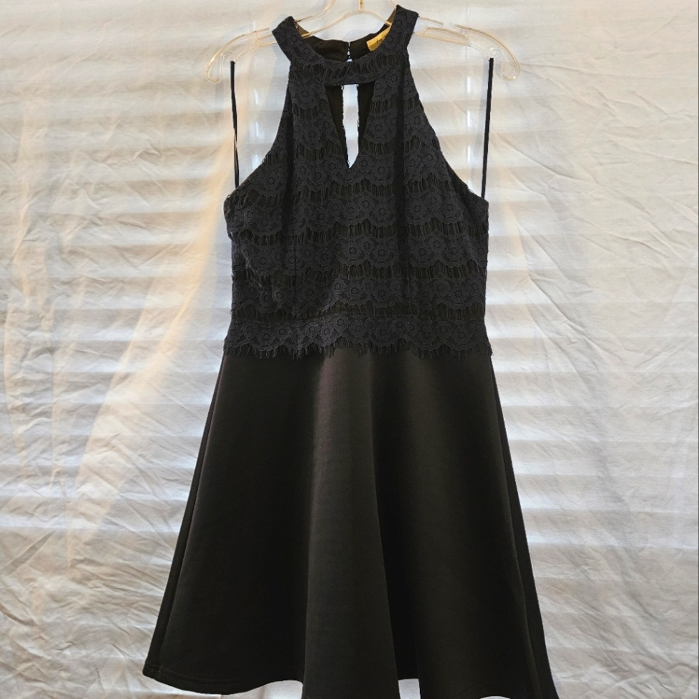 Francesca's Navy Blue Women's Halter Cocktail Dress- Size Medium